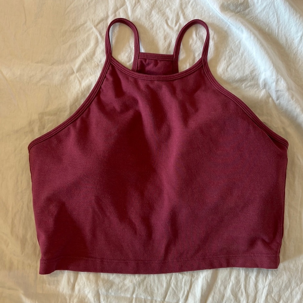 Pink/maroon cropped sports bra